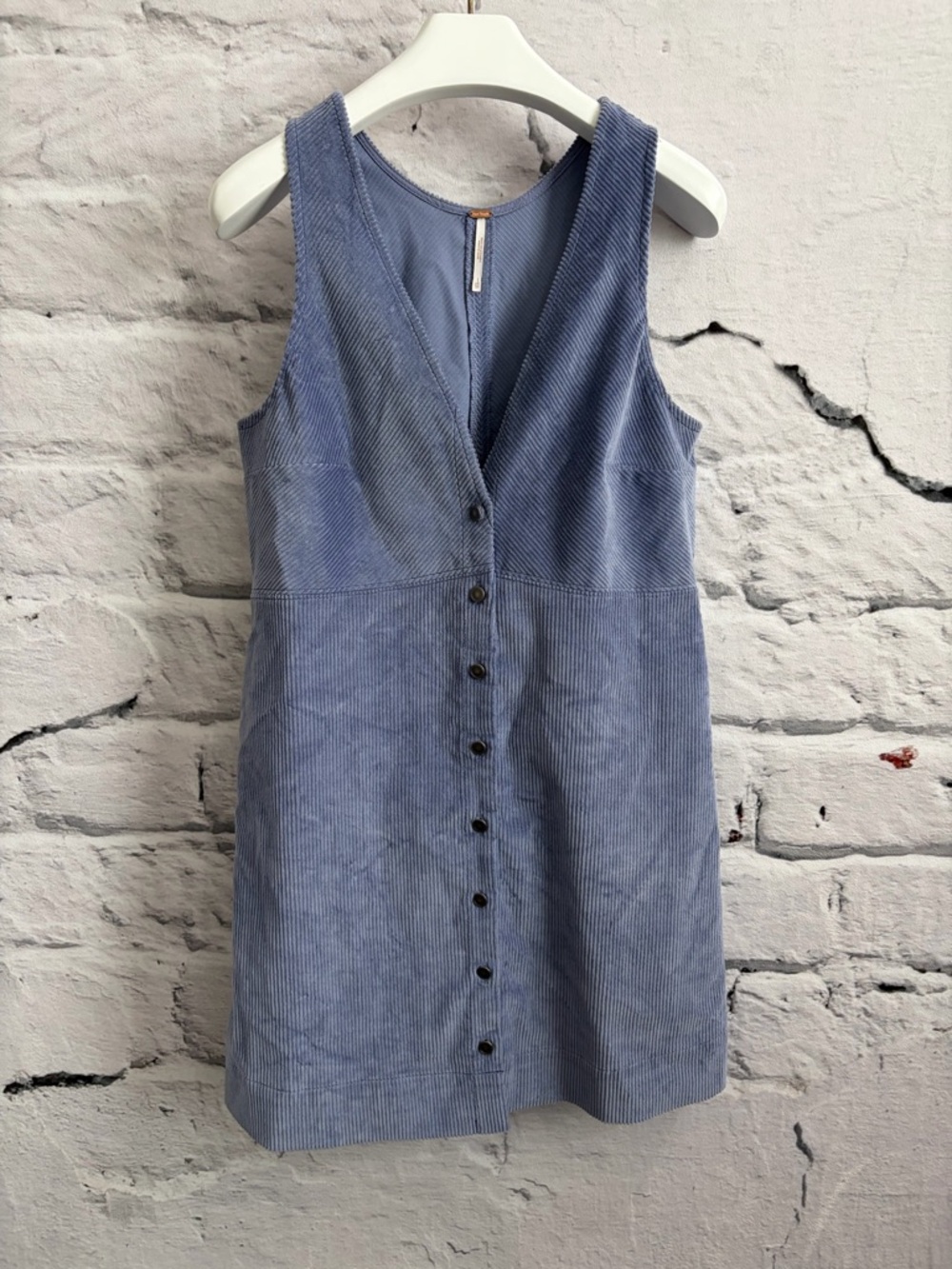 Free People Rolling Thunder Corduroy Dress V-Neck Button Up Retro 70s Vibe - Picture 5 of 7